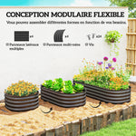 Jardinière surélevée carré potager de jardin en acier modulable légumes, plantes, fleurs, dim. 150 x 62 x 30 cm gris