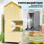 Armoire de Jardin en Bois Toit Acier Galvanisé Texture Gaufrée Étagères Réglables 85x58x213cm Bois Naturel
