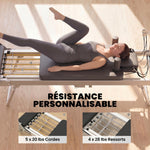 Máquina Reformer de Pilates Plegable Sistema Híbrido 4 Resortes & 5 Cuerdas Silencioso Acero 195 x 56 x 88 cm Blanco