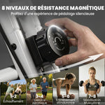 Vélo d'Appartement Pliable Vélo de Fitness 3 en 1 Silencieux Connecté Kinomap Bluetooth et Zwift 105x53,5x109cm Blanc
