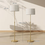 Lampadaire sur pied salon, lampe sur pied dimmable avec télécommande, abat-jour en lin, hauteur réglable 133-168cm, doré