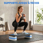 Stepper Fitness Aérobic hauteur réglable 10/15/20 cm surface antidérapante 80 x 31 x 20 cm noir bleu
