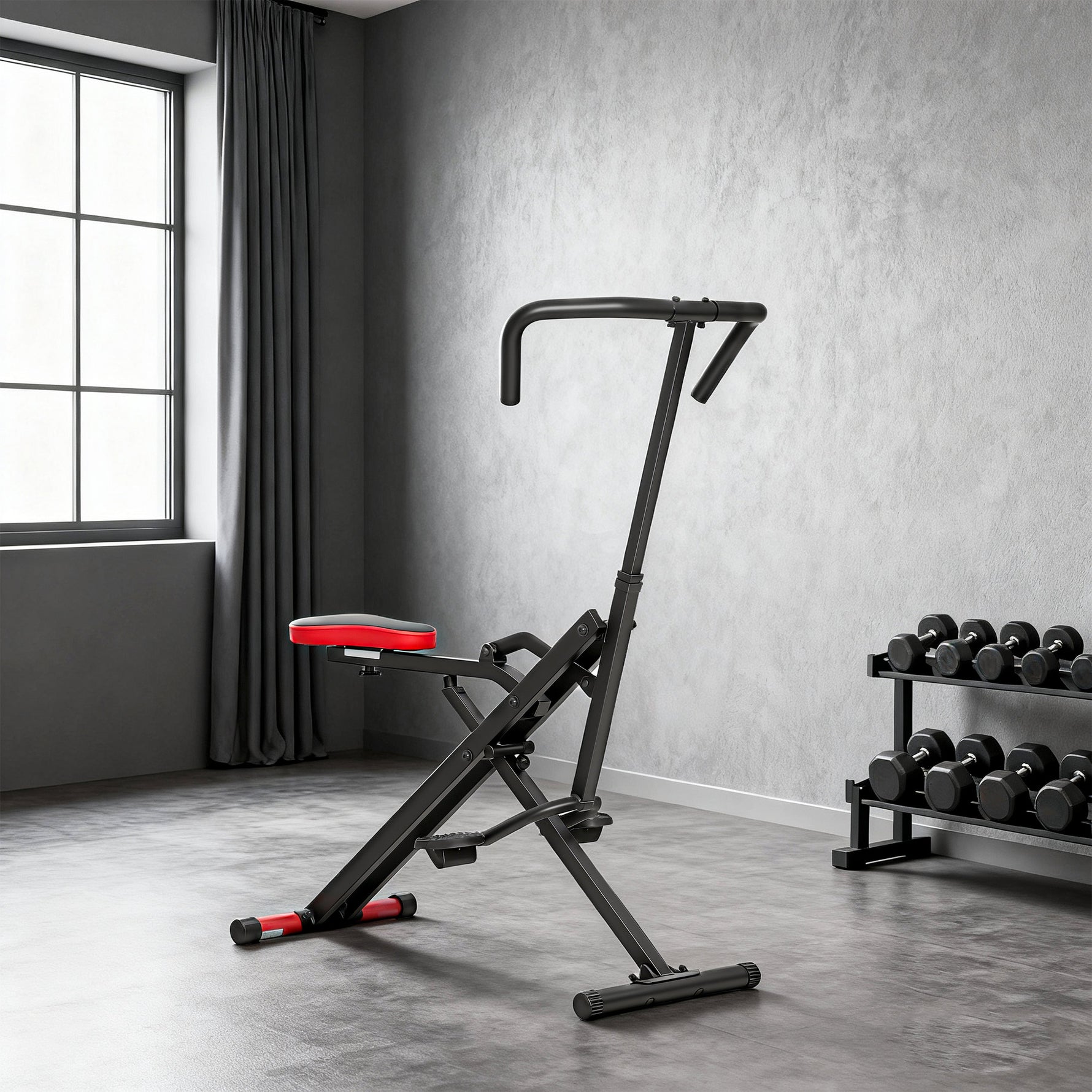 Appareil d'entraînement abdominal, appareil de fitness pliable avec siège réglable, pour bras jambes 57x105x115cm rouge