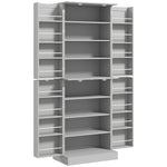 Credenza da cucina con armadietti, ripiano regolabile e portaspezie, 60 x 35 x 166 cm, grigio
