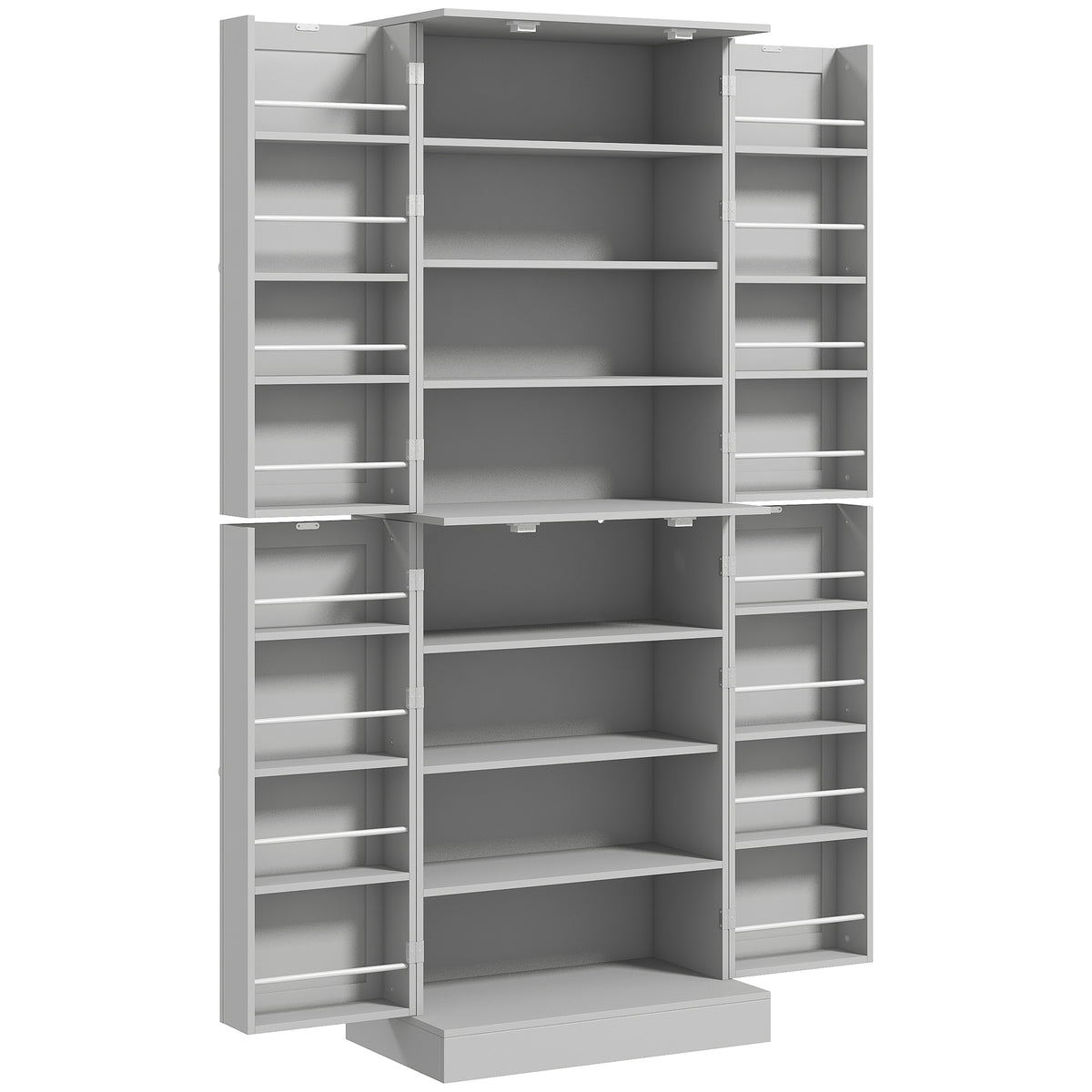 Credenza da cucina con armadietti, ripiano regolabile e portaspezie, 60 x 35 x 166 cm, grigio