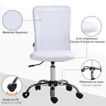 Chaise de bureau ergonomique hauteur réglable piètement chromé pivotant 360° revêtement maille blanc