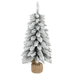 Sapin de Noël Artificiel 90 cm, 107 Embouts de Branches Enneigés en PVC, Base en Toile de Jute, Montage Rapide, Blanc