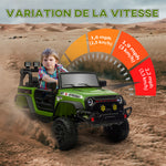 Buggy 4x4 voiture électrique enfant UTV avec télécommande 2.4Ghz 2 moteurs 12 V vert