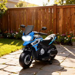 Moto électrique enfants 6 V, voiture électrique enfants avec roues d'entraînement, musique, effets lumineux, bleu