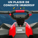 Quad électrique enfant de 3 à 5 ans 12 V 2 moteurs 2 vitesses 3-6 km/h phares LED klaxon rouge
