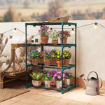 Scaffale portafiori in acciaio a 4 ripiani per interni ed esterni, supporto per piante da giardino, balcone, soggiorno 67x49x105 cm, verde