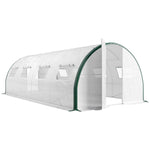 Serra a tunnel da giardino 18m², serra a tunnel con porte e 8 finestre, telo in PE 140g/m² 600 x 300 x 200 cm bianco