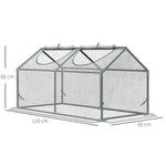 Serre de jardin mini serre 2 fenêtres enroulables couverture en PVC 120 x 60 x 60 cm transparent