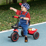 Tricycle pour enfant évolutif avec siège réglable pédales 2 paniers ceinture pour enfant de 2 à 5 ans rouge et noir