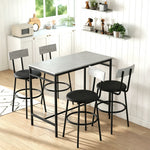 Conjunto de mesa de bar con taburetes, mesa de bar alta y 4 taburetes, estructura de acero, 110 x 55 x 90 cm, blanco