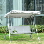 Balançoire de jardin 3 places Hollywoodschaukel avec toit en métal gris+argent 170 x 110 x 153 cm