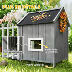Niche pour chien extérieur en bois maison chien extérieur avec terrasse, porte à lamelles, 106 x 62,5 x 80,5 cm, gris