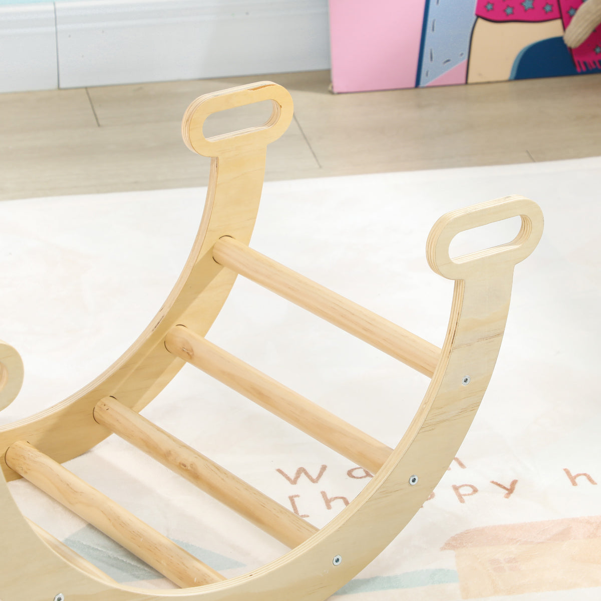 Arche escalade enfants bascule en bois d'intérieur pour garçons & filles, tout-petits de 18 à 48 mois, bois naturel
