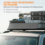 Porte-bagage pour voiture universel, galerie de toit pour voiture en acier charge 90,7 kg 110,5 x 99,5 x 18,5 cm, noir