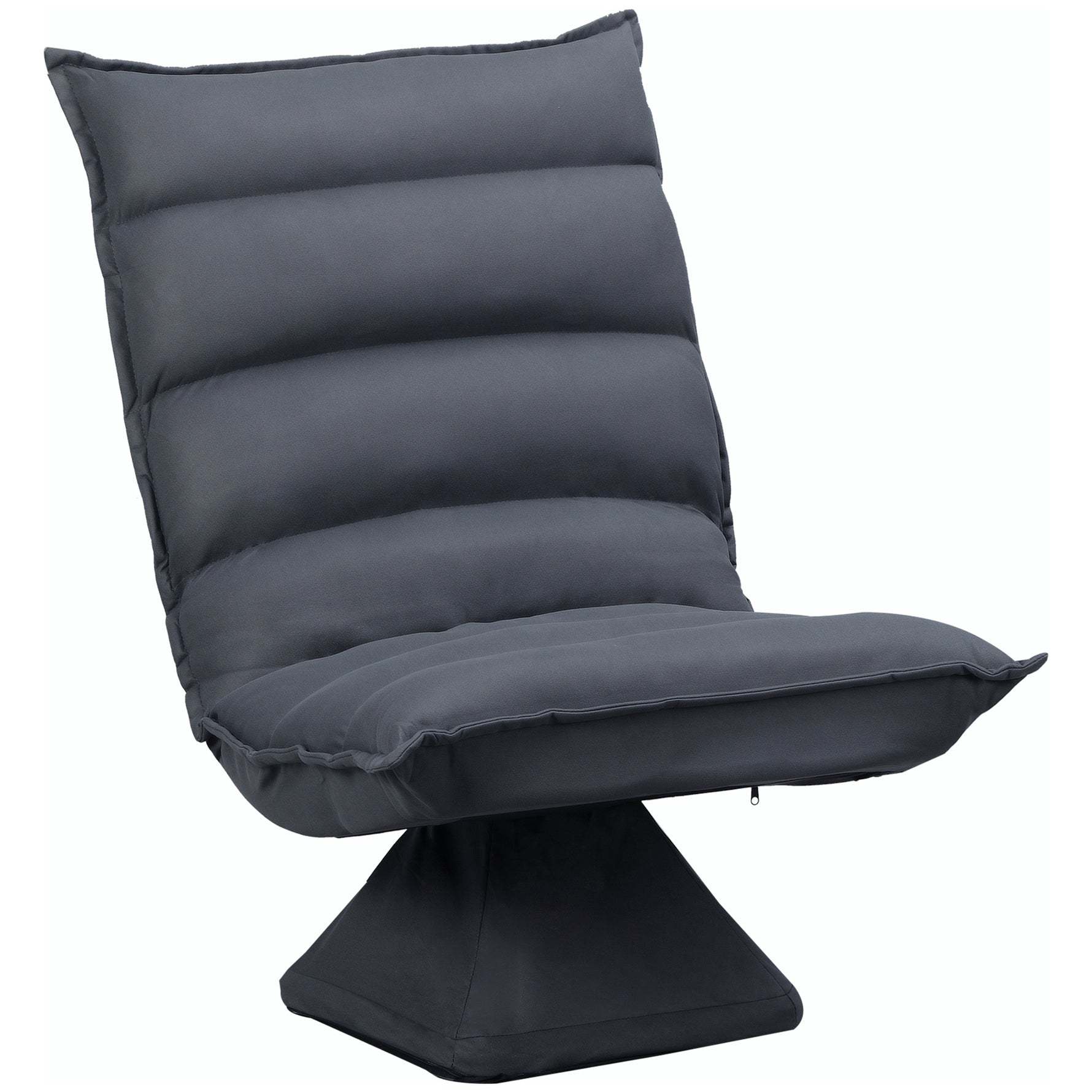 Fauteuil de sol paresseux pivotant 360° avec dossier inclinable design capitonné 62 x 62 x 95 cm gris foncé