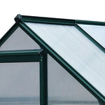 Serre de jardin polycarbonate 190 x 132 x 201 cm résistant aux UV 30+ fondation renforcé gouttière vert foncé