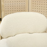 Fauteuil salon avec appuie-tête amovible, fauteuil crapaud en peluche teddy, pieds en métal, 71 x 65 x 90 cm, crème