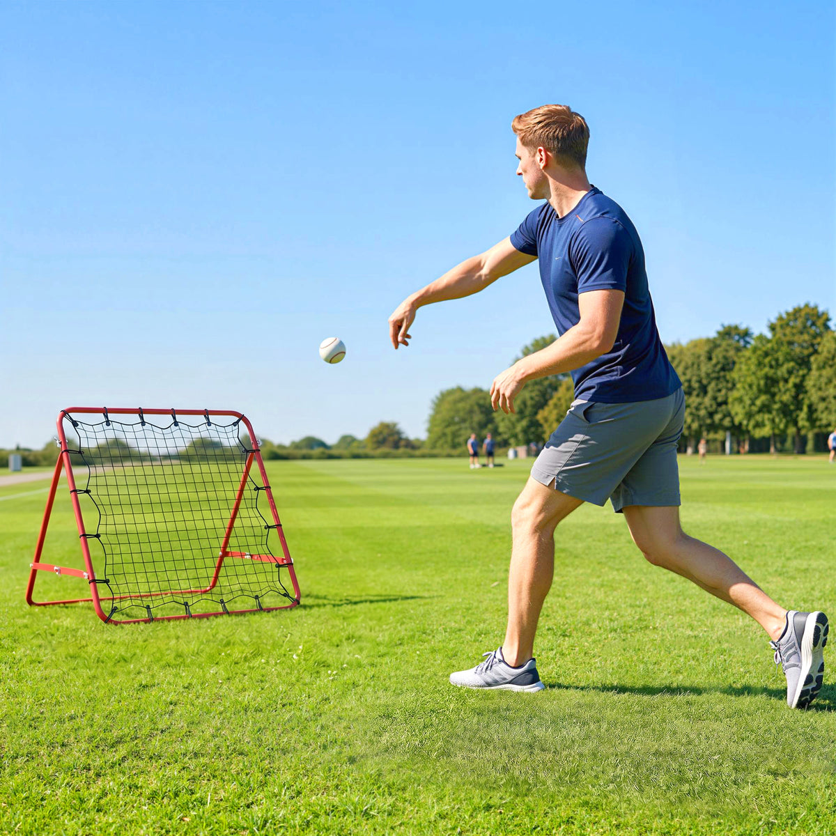 Filet de rebond en métal angle réglable et 20 cordes élastiques pour entraînement de football, tennis, handball 96x80x96