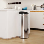 Poubelle cuisine automatique 50L acier inoxydable, poubelle à couvercle à fermeture en douceur, 30,5x30,5x85cm, argent