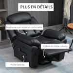 Sillón de relax eléctrico, sillón elevador reclinable con reposapiés ajustable, revestimiento sintético negro