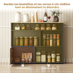 Table de bar extensible avec abattant, table haute cuisine, 1 placard et 4 compartiments ouverts, 116x79,6x90,5cm, noir