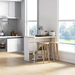 Ilot de cuisine 3 étagères de style moderne et porte-couteaux en acier inoxydable 105 x 65 x 90 cm blanc et naturel