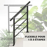 Outdoor Stair Railing for 1 to 3 Steps, Metal Stair Handrail with Installation Kit, Black