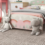 Lit pour enfant 3-6 ans avec barrières de sécurité et motifs dim. 77 x 143 x 60 cm sommier à lattes inclus - rose