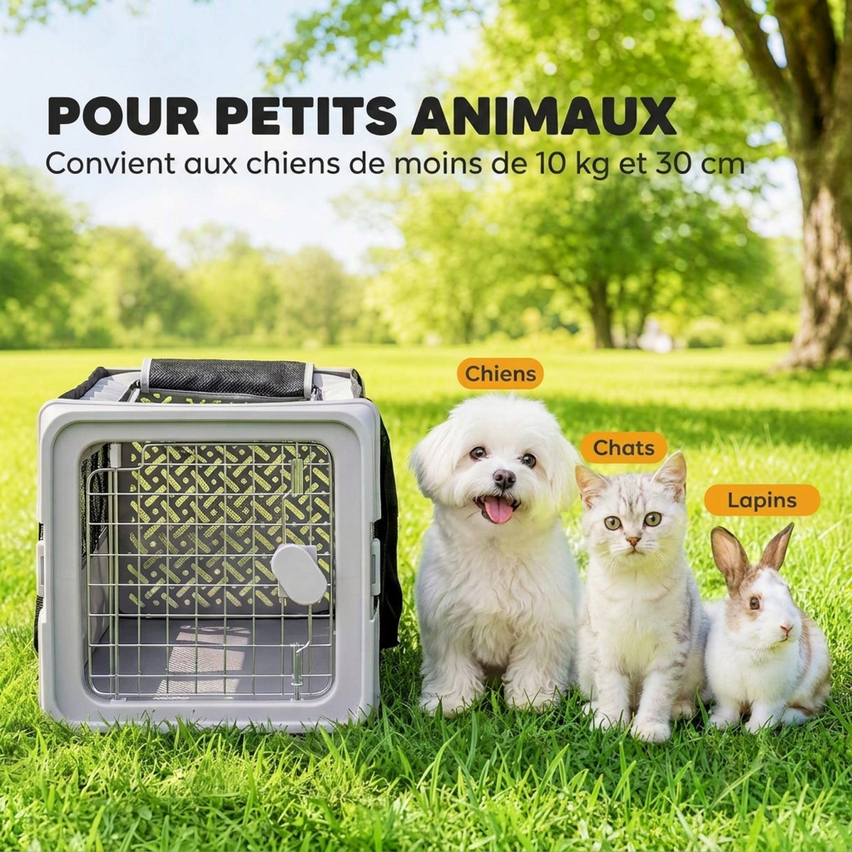 Sac de Transport pour Chat et Chien Pliable Tissu 300D Jusqu'à 10 kg 49,5 x 34 x 35,5 cm Gris