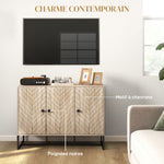 Buffet salon meuble de rangement armoire de cuisine avec placard 2 portes et étagères réglables 108 x 40 x 80 cm, chêne