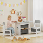 Ensemble table et 2 chaises enfant avec 6 tiroirs amovibles, pour fille garçon 3-8 ans, gris