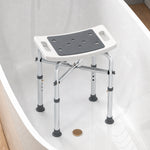 Tabouret de douche chaise de douche - assise rembourré et réglable, patins à ventouses antidérapants, en aluminium gris