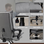 Fauteuil de bureau massant et chauffant, chaise de bureau, hauteur réglable, dossier inclinable, 66x74x121,5cm gris