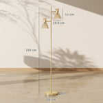 Lampadaire sur pied salon à double tête réglable, lampe sur pied, abat-jour en verre floral, 42 x 25 x 165 cm, doré