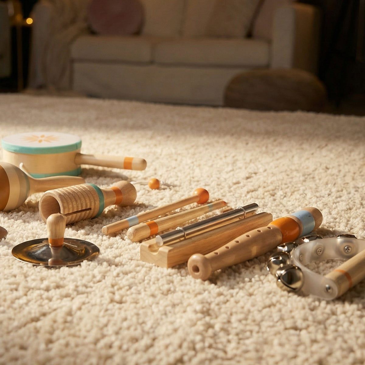 Instruments de Musique pour Enfants, Jouets Musicaux en Bois d'Inspiration avec Tambourin et Maracas pour Enfants 3+ Ans