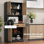 Armario de cocina tipo aparador, mueble de almacenamiento, 2 armarios, 4 puertas, 1 cajón, pasacables, 80 ancho x 40 profundo x 180 alto cm