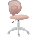 Chaise de Bureau Ergonomique sans Accoudoirs, Fauteuil de Bureau en Maille, Hauteur Réglable, Rose