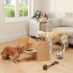 Gamelle chien surélevée de 3 hauteurs ajustables gamelle pour chien 2 bols acier inoxydable 63 x 58,5 x 40 cm chêne