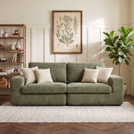 Canapé 3 Places en Velours Côtelé, Canapé de Salon Compressé Moderne 236 cm avec Coussin à Ressorts, Vert-8