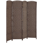 Biombo interior de madera de 4 paneles, separador de ambientes plegable para salón y dormitorio, 180 x 180 cm, marrón
