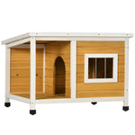 Niche pour chien extérieur maison chien intérieur en bois avec toit ouvrant et fenêtre 85,5L x 62l x 60H cm orange