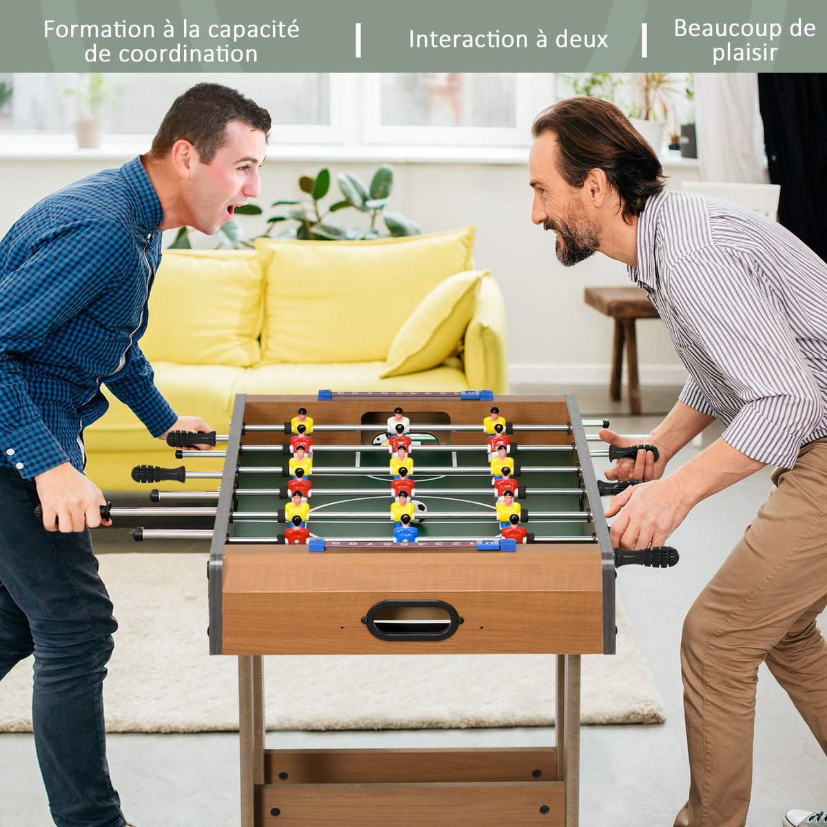 Babyfoot pliable en bois avec 18 joueurs, 2 ballons, 6 tiges et tableau de bord, pour adulte et enfant,  69 x 37 x 70 cm