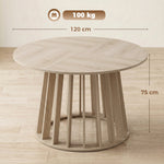 Tavolo da pranzo rotondo per 4-6 persone, Ø 120 x 75 cm, tavolo da cucina con robusta base a listelli, legno naturale