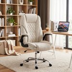Fauteuil de bureau, chaise bureau ergonomique, hauteur réglable, accoudoirs relevables, 70 x 70 x 114-122 cm, beige