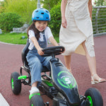 Kart à pédales pour enfant siège réglable 3 positions frein à main enfant de 5 à 12 ans vert noir